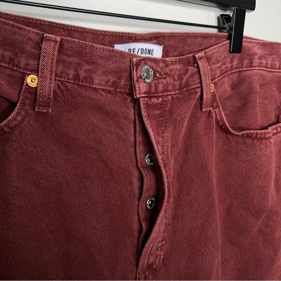 RE/DONE 70's High Rise Stove Pipe Jeans Washed Brick Brown Red Sz  {3K11} - Picture 5 of 7